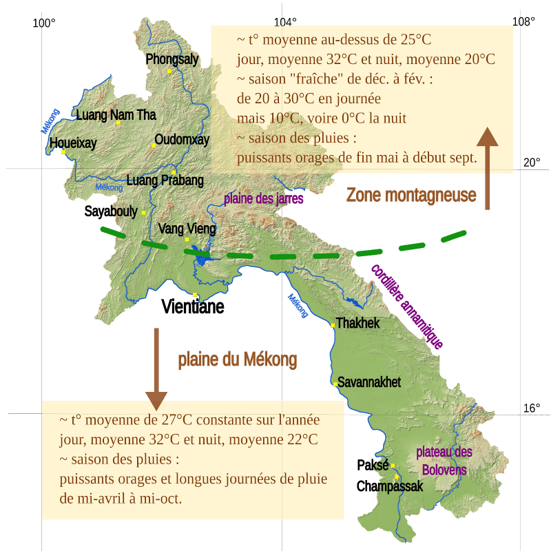 Carte météorologique du Laos.